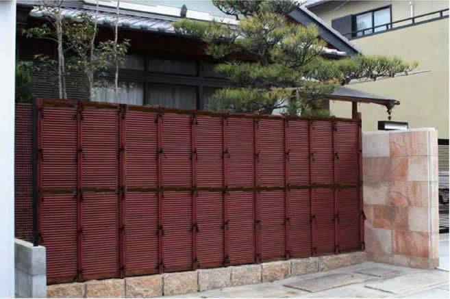「みす垣F型 柱隠しタイプ(すす竹ブロンズ裏柱)」