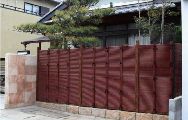 「みす垣K3型 柱見せタイプ(すす竹木目調角柱)」
