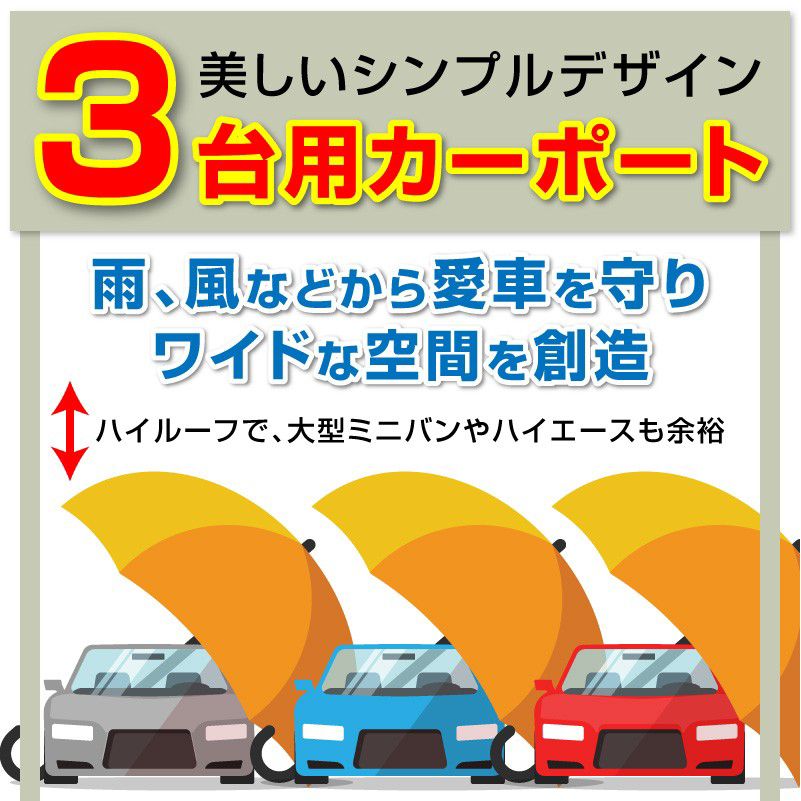 3台用フラット屋根カーポート「フラットポート」