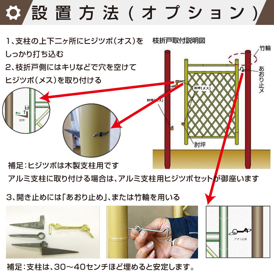 天然竹枝折戸「木枠枝折戸（白竹入）」